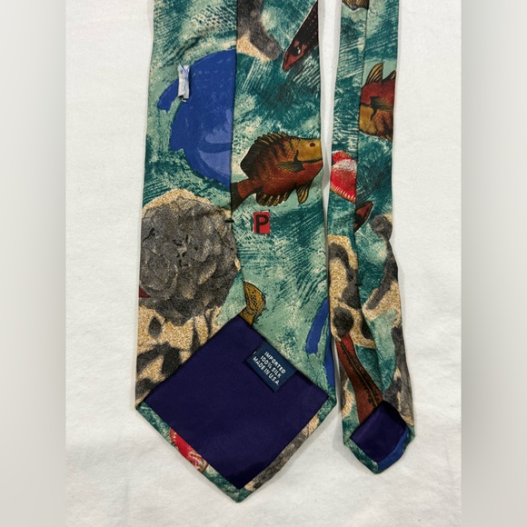 Vintage Fish Print Silk Tie Ocean Fishing Angler Novelty Mens Necktie USA - Picture 5 of 9